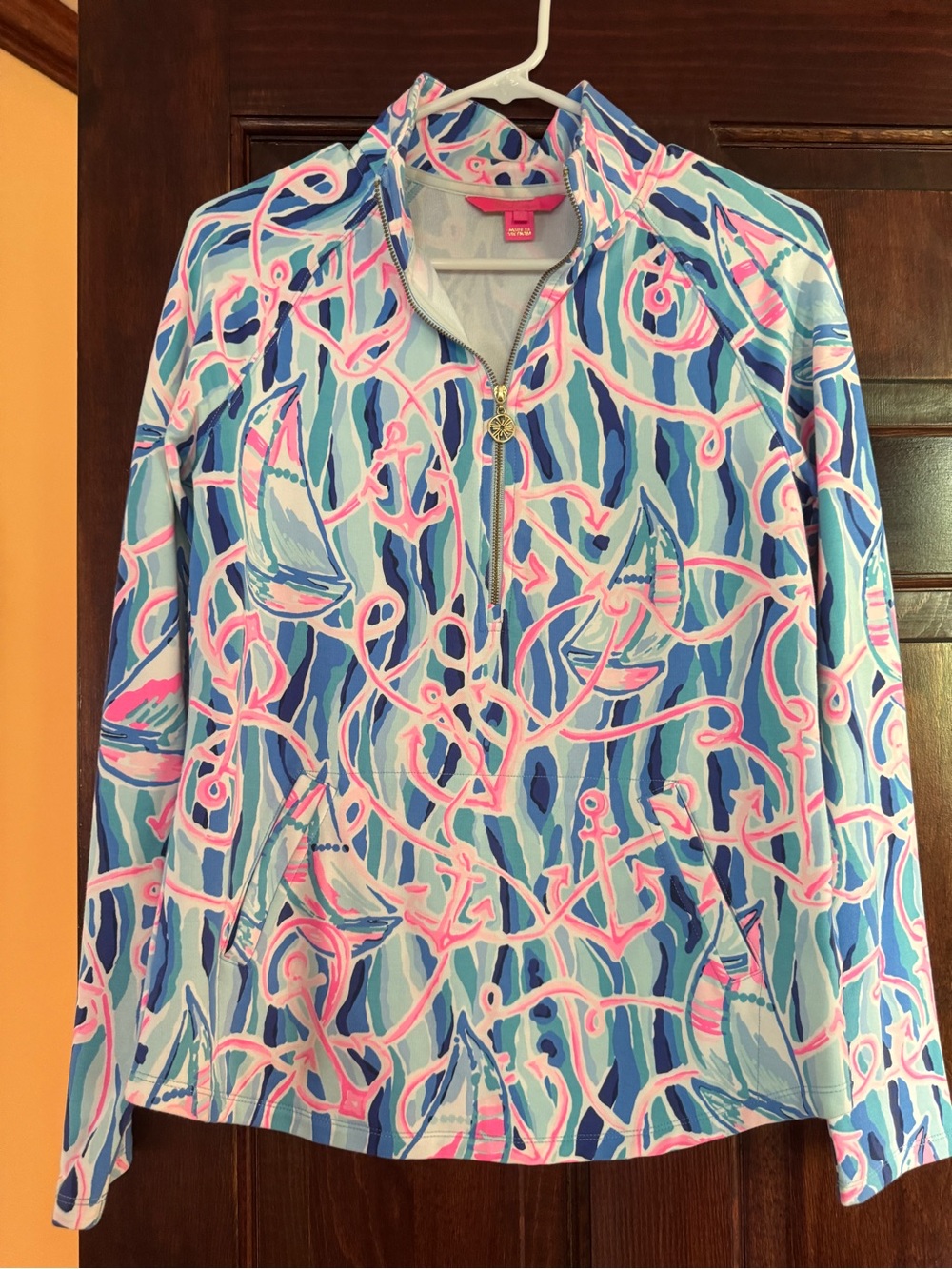 NWOT Lilly Pulitzer S Small Popover Reel Nauti blue Nautical Half-Zip Pullover